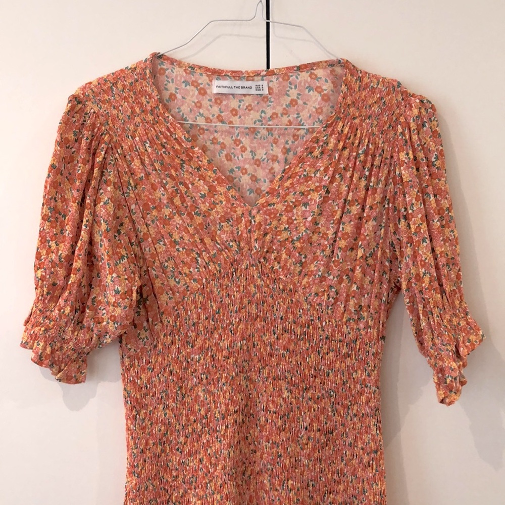 Faithfull The Brand DRESS. Size S. Orange and pink